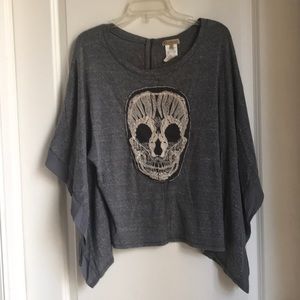 Embroidered skull Goth cape Dolman sleeves…